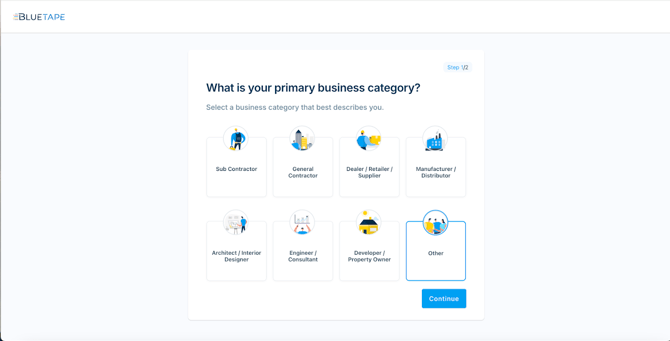Create a BlueTape Seller Account Screenshot #3