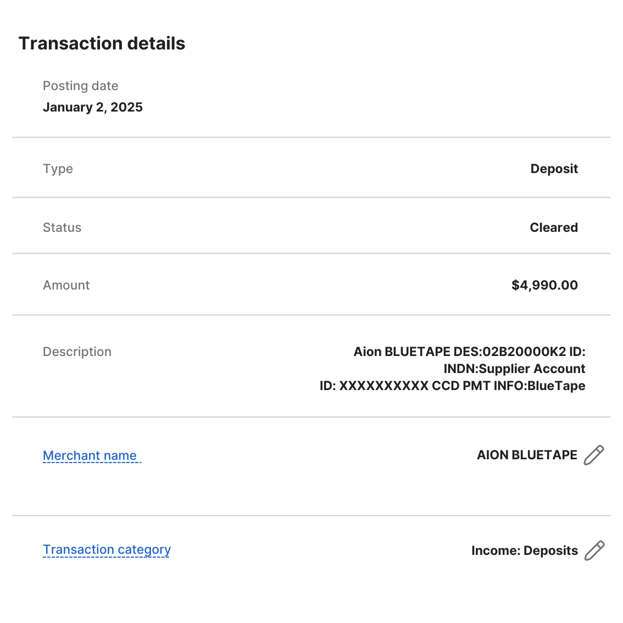 Transaction Entry Mockup